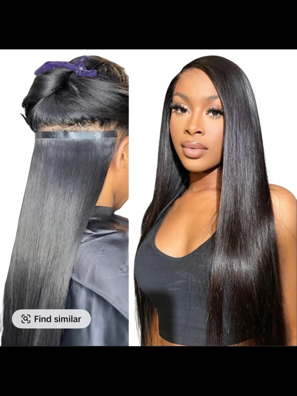 Luv me hair Sleek Straight Human Hair Extensions - Black 24 inch